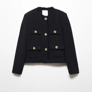 MANGO Black Textured Tweed Jacket size M